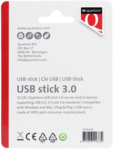 USB stick 3.0 Quantore USB-A 32GB zwart 1 Stuk-2