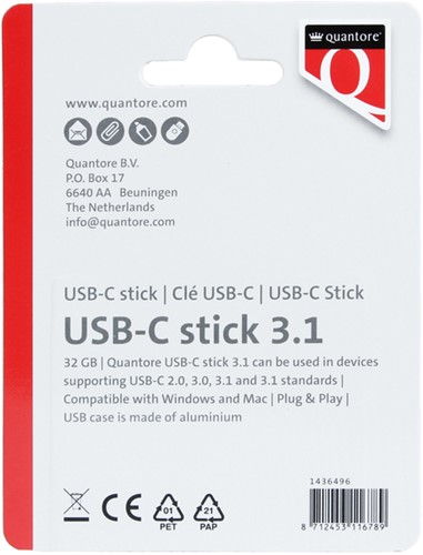 USB stick 3.1 Quantore USB-C 32GB zilver 1 Stuk-2