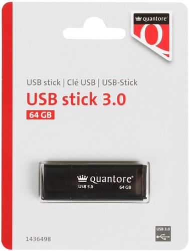 USB stick 3.0 Quantore USB-A 64GB zwart 1 Stuk