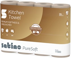 Keukenrol Satino PureSoft 3laags 4x64 vel naturel 4 Rol