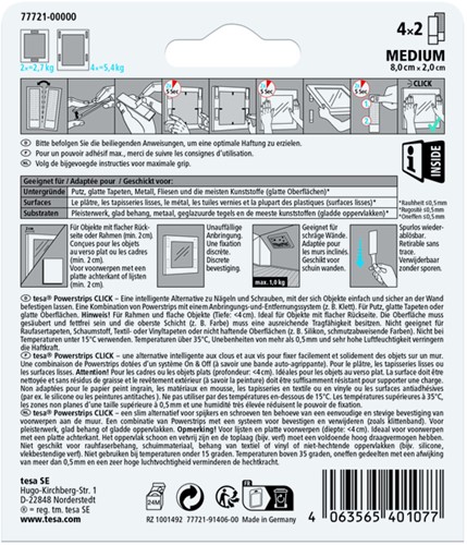 Kleefstip tesa Powerstrips Click Medium 4 paar wit 8 Blister-2