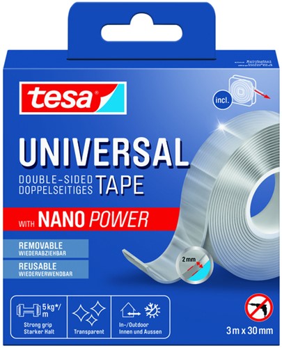 Plakband tesa Nano Power dubbelzijdig 30mmx3m 1 Rol