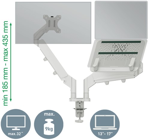 Monitor en laptoparm Leitz Ergo grijs 1 Stuk-1