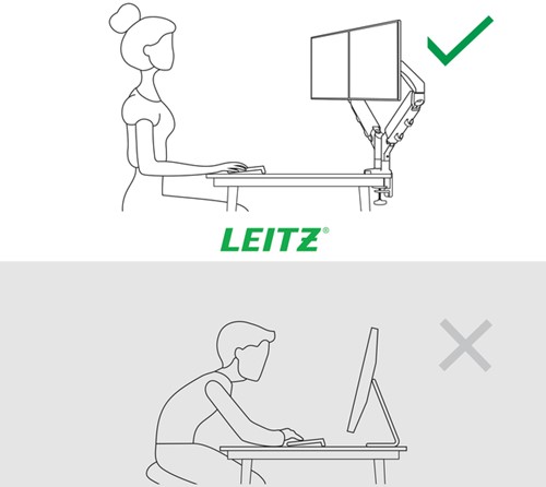 Monitorarm Leitz Ergo ruimtebesparend dubbel grijs 1 Stuk-3