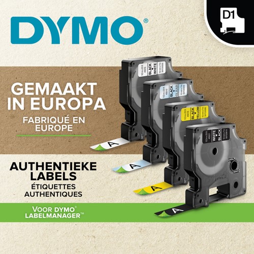 Labeltape Dymo LabelManager D1 polyester 12mmx7m zwart op wit 20 stuks-3
