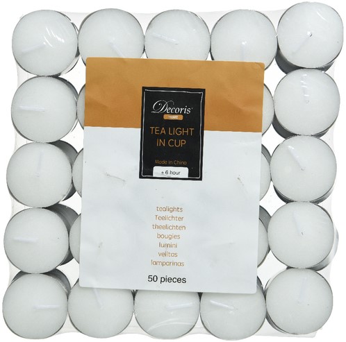 Theelicht Decoris 6 uur 50 stuks