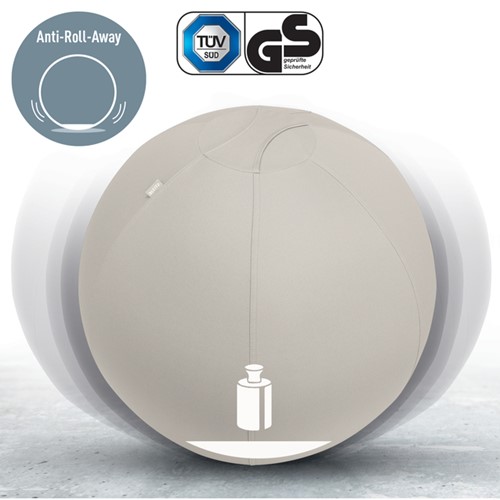 Actieve zitbal Leitz Ergo 75cm anti-rol lichtgrijs-3