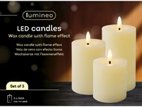 Kaarsenset LED Lumineo warm-wit 3 Stuk