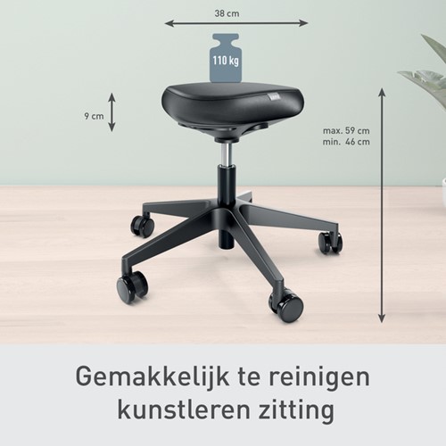 Actieve zitkruk Leitz Ergo met wieltjes en comfortzitting-2