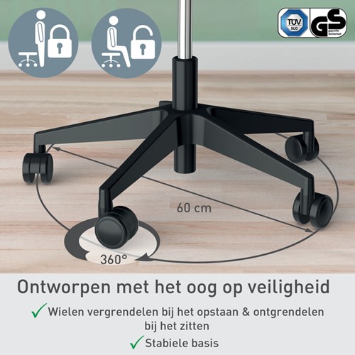 Zitkruk Leitz Ergo met wieltjes en comfortzitting 1 Stuk-1
