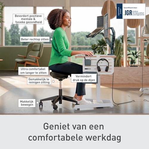 Actieve zitkruk Leitz Ergo met wieltjes en comfortzitting-3
