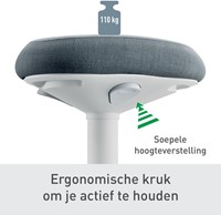Actieve zit-sta kruk Leitz Ergo met gasveer 57-82 cm grijs-2