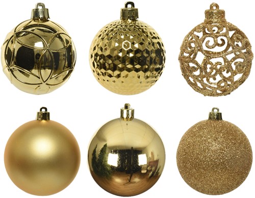 Kerstballen Decoris tube assorti goud 37 Stuk-2