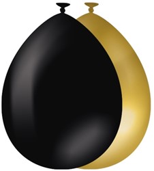 Ballonnen goud en zwart 10 stuks 10 Stuk