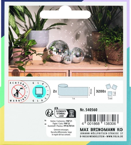 Mozaieksteentjes Folia zilver zelfklevend 5x5mm 2 Stuk-2