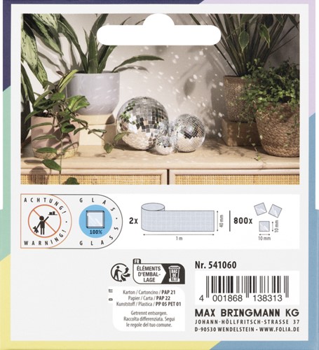 Mozaieksteentjes Folia zilver zelfklevend 10x10mm 1 pak-3