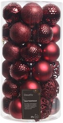 Kerstballenmix Decoris ossenbloed koker à 37 stuks