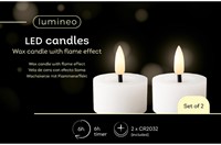 Theelicht LED Lumineo wax wit 2 Stuk
