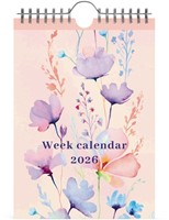 Weekkal 26 Lannoo Flowers watercolour 7dn/1p roze 1 Stuk