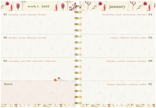 Agenda 2026 Lannoo Flowers bouquet 7d/2p roze 1 Stuk-2