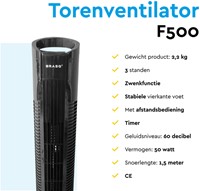 Torenventilator BRASQ F500 H79cm zwart 1 Stuk-2