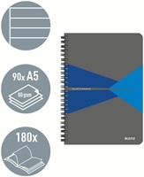 Notitieboek Leitz Office A5 lijn 180pag grijs bl 1 Stuk-2