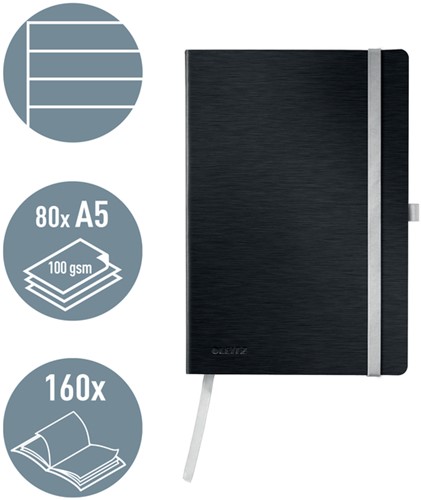 Notitieboek Leitz Style A5 lijn 160pag zwart 1 Stuk-2