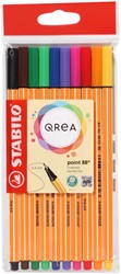 Fineliner STABILO point 88/10 Qrea  F 10st ass 10 Stuk