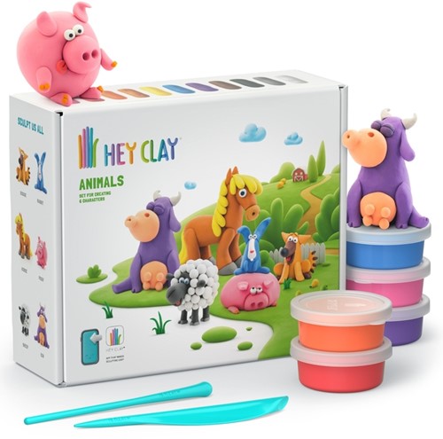 Klei Hey Clay dieren set 15 delen 17 blik