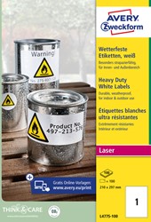 Etiket Avery L4775-100 210x297mm 100st 100 Vel