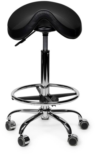 Premium zadelkruk zwart standaard met voetring 1 Stuk