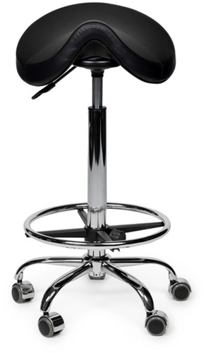 Premium zadelkruk zwart hoog met voetring 1 Stuk