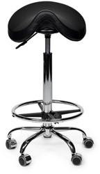 Premium zadelkruk zwart hoog met voetring 1 Stuk