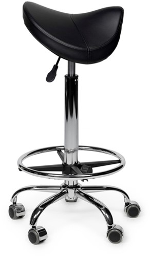 Premium zadelkruk zwart hoog met voetring 1 Stuk-2