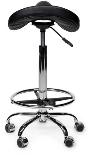 Premium zadelkruk zwart hoog met voetring 1 Stuk-1