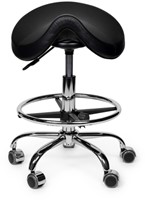 Premium zadelkruk zwart laag met voetring 1 Stuk