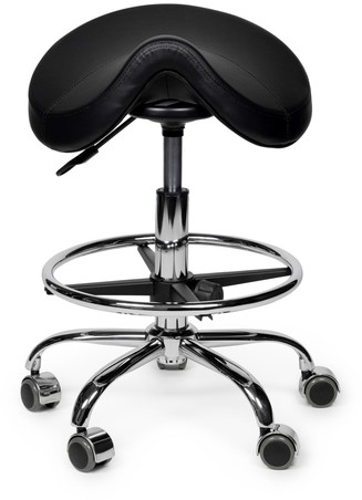 Premium zadelkruk zwart laag met voetring 1 Stuk