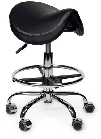 Premium zadelkruk zwart laag met voetring 1 Stuk-3