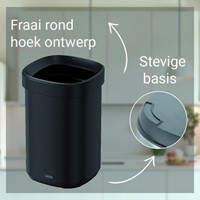 Afvalbak Desq open inworp 20 liter metaal zwart 1 Stuk-1