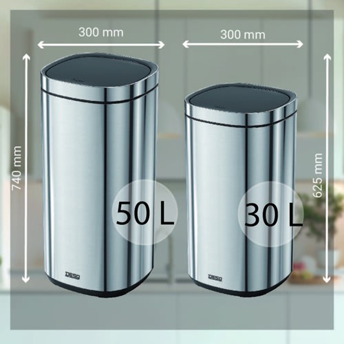 Afvalbak Desq Touch 30 liter RVS zilver-1