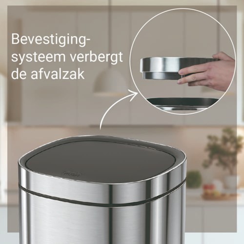 Afvalbak Desq Touch 50 liter RVS zilver-3