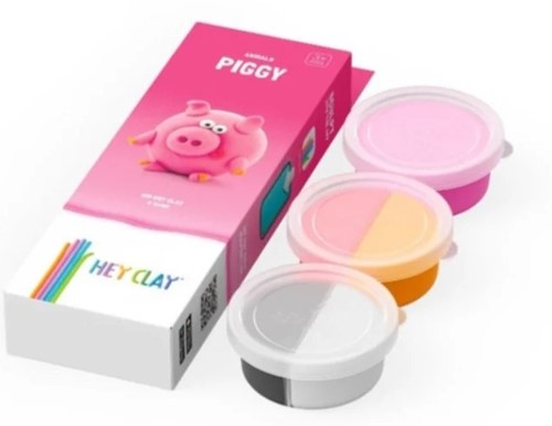 Klei Hey Clay Piggy 3 potjes 1 Doos-2