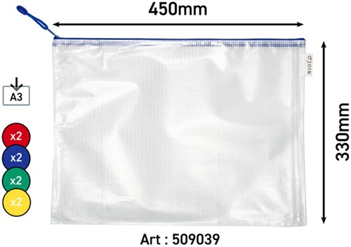 Opbergtas Djois met rits A3 assorti 1 Stuk-3