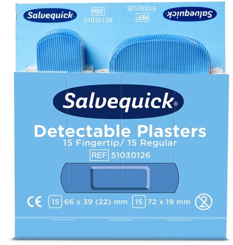 Pleisters Salvequick blauw detectabel mix 6x30st 6 pak-2