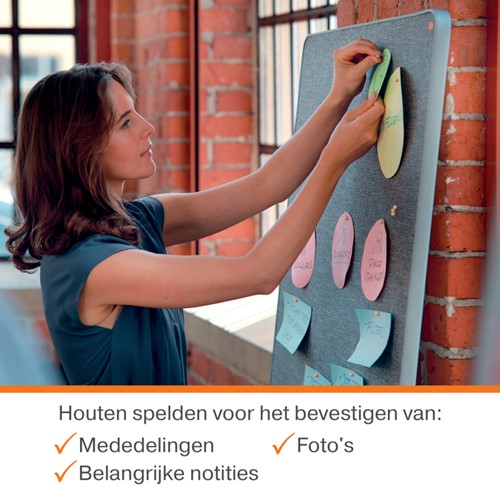 Punaises Nobo hout voor memobord 40st 40 Stuk-2