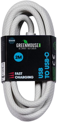 Kabel Green Mouse USB-A to USB-C data Woven 2m 1 Stuk-2