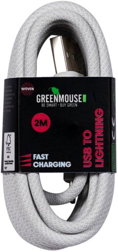 Kabel Green Mouse USB-A to Lightning data Woven 2m 1 Stuk-2