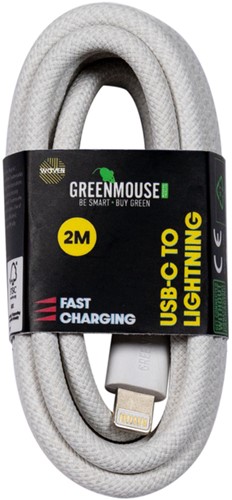 Kabel Green Mouse USB-C to Lightning data Woven 2m 1 Stuk-2