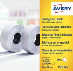 Prijsetiket Avery PLR1626 16x26mm afneembaar wit 10 Doos
