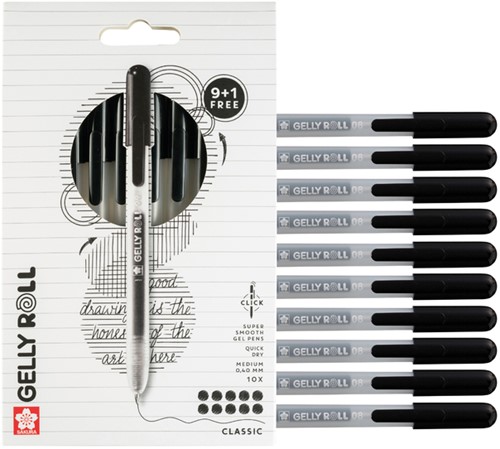 Gelschrijver Sakura Gelly Roll Classic 08 klikfunctie zwart 10 stuks-1
